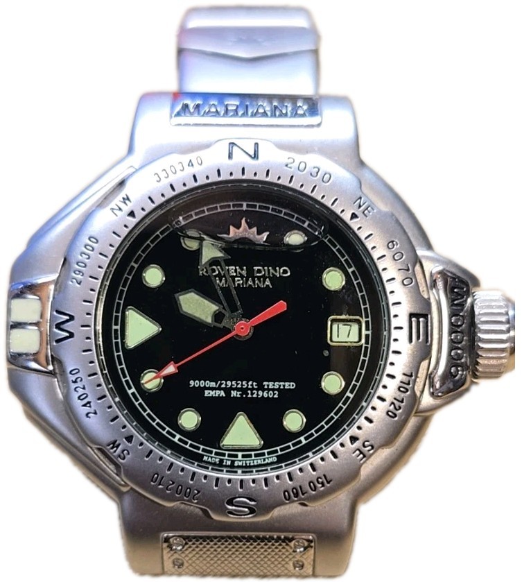 NOS ROVEN DINO DIVERS WATCH “MARIANA” 9000M ALL STAINLESS SAPPHIRE CRYSTAL