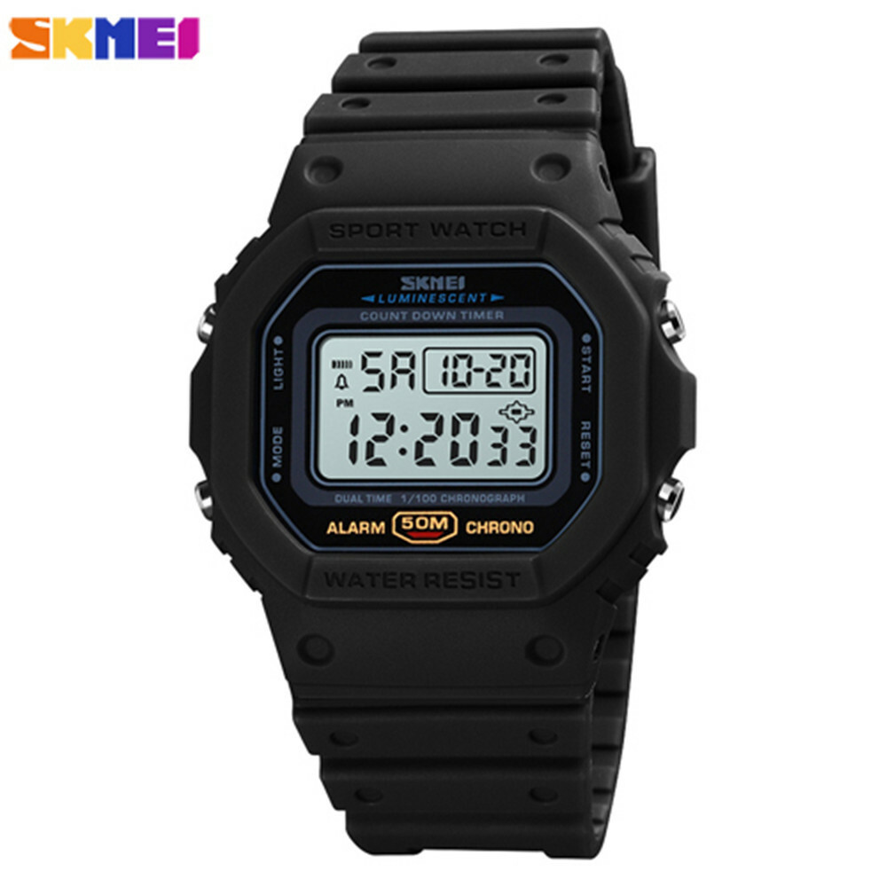 SKMEI Men Sport Watch Rectangle Digital Wristwatch Countdown Electronic Watches