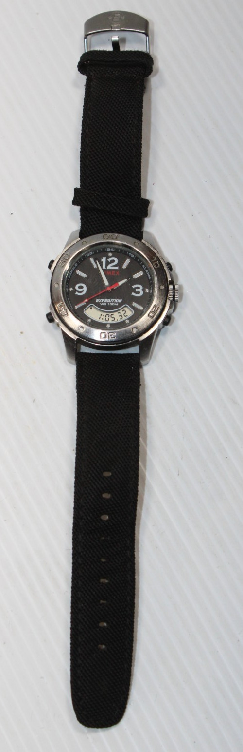 Timex Expedition 930 Dual Time Watch Canvas Band NEW BATTERY #L/R