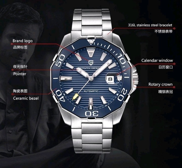 Pagani Design Automatic Mechanical pd1617 Watch For Men’s Stainless Steel Luxury