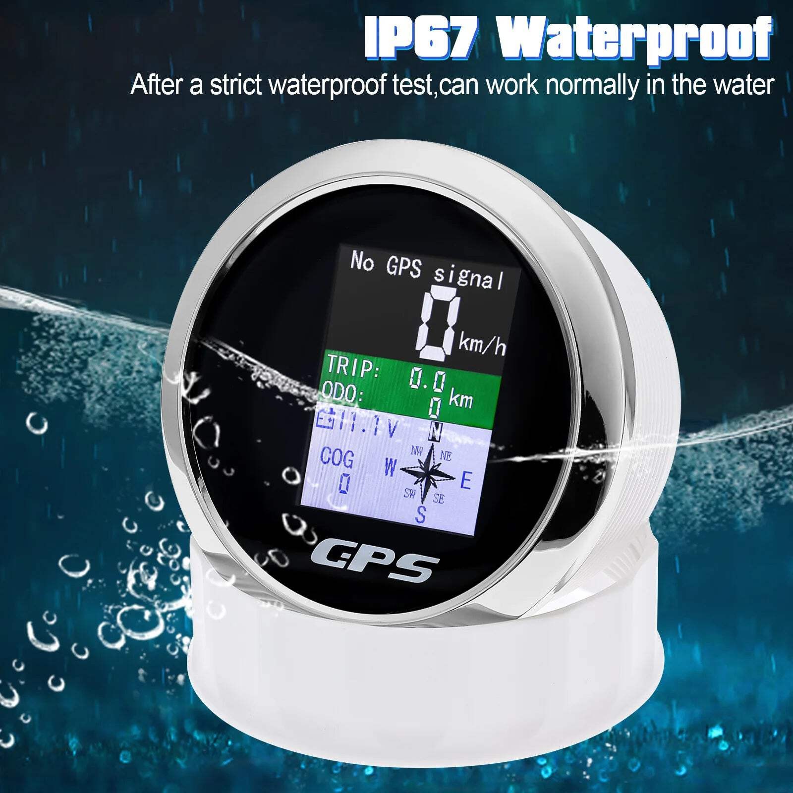 85mm Digital GPS Speedometer Odometer with GPS Antenna TFT Screen Waterproof Vol
