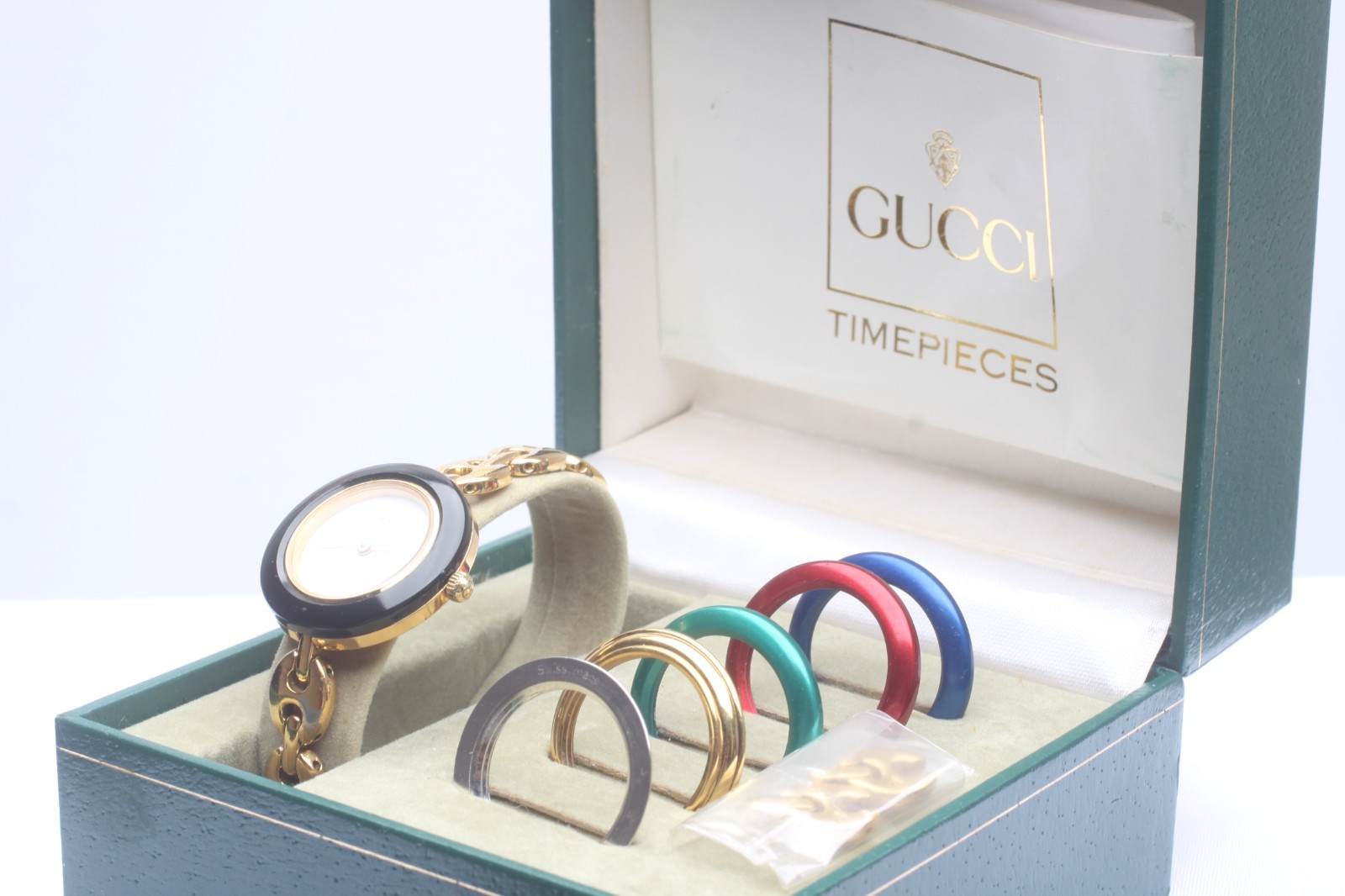 Vintage [EXC+6 w/Box] Gucci Change Bezel 11/12.2 6 Colors Quartz Ladies Watch