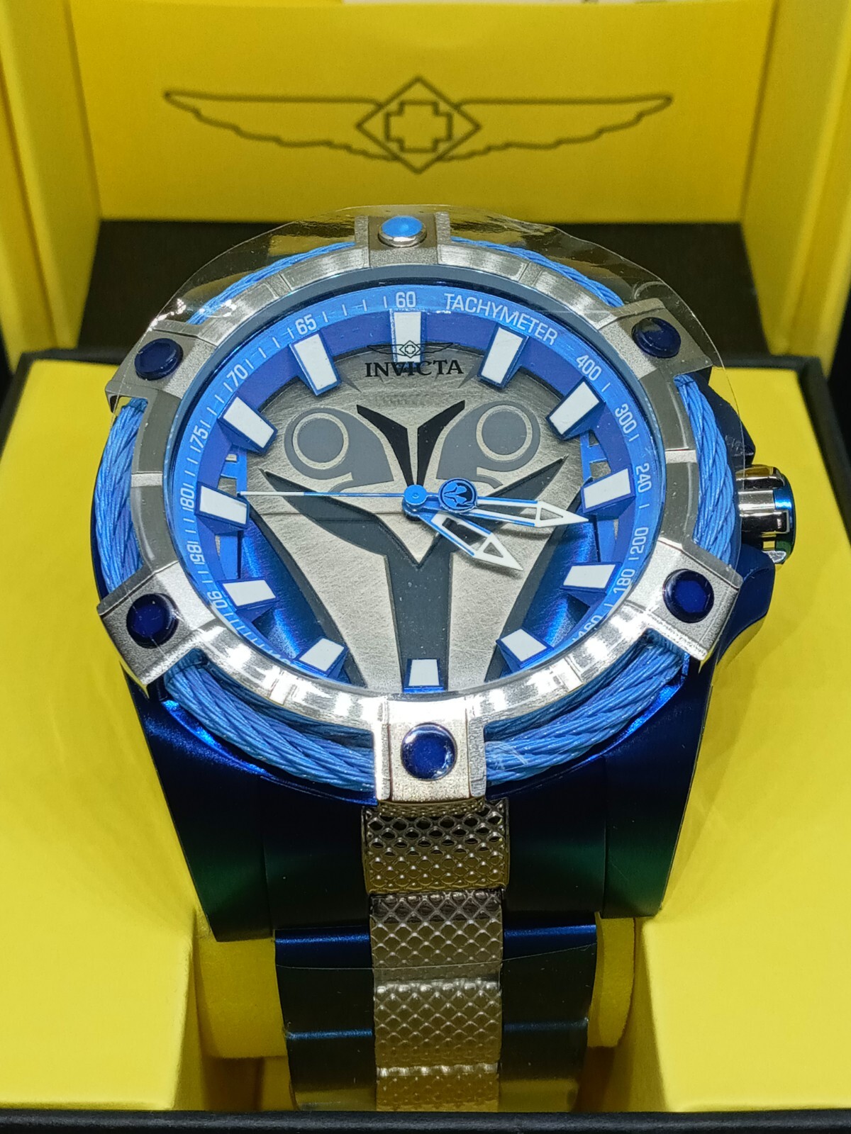 Invicta Star Wars Mandalorian stainless steel Men’s Watch 52mm, Black, Blue New