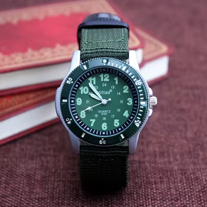 2026 Kids Boys Canvas Watch Quartz Casual Adjustable Bracelet Compass Gift Watch