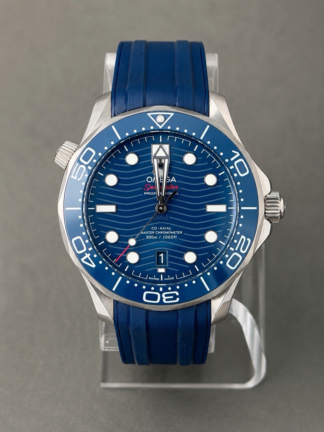 OMEGA Seamaster Diver 300M 42mm Blue Wave Dial on Upgraded Deployant Strap