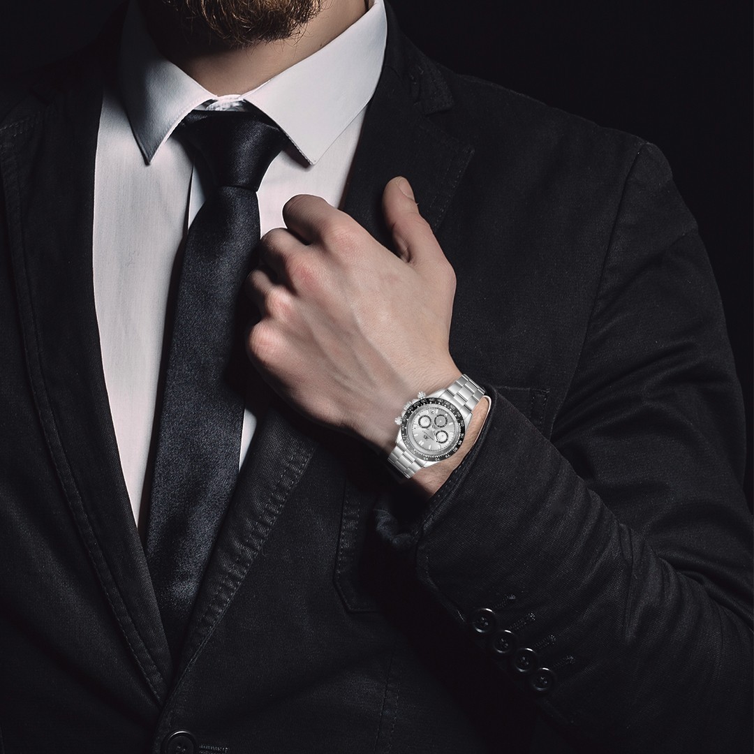 Kenneth Scott Men’s Multi Function Watch | White Dial, Silver Case & Strap
