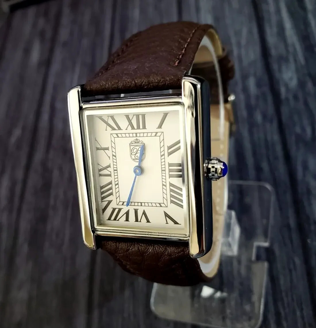 Pierre Lucerne 1888 Vintage Style Swiss Inspired Mens Tank Dress Watch Brw Strap