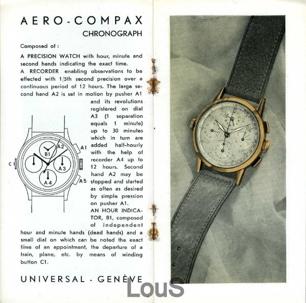 Universal aero-compax, year 1949 ca, vintage