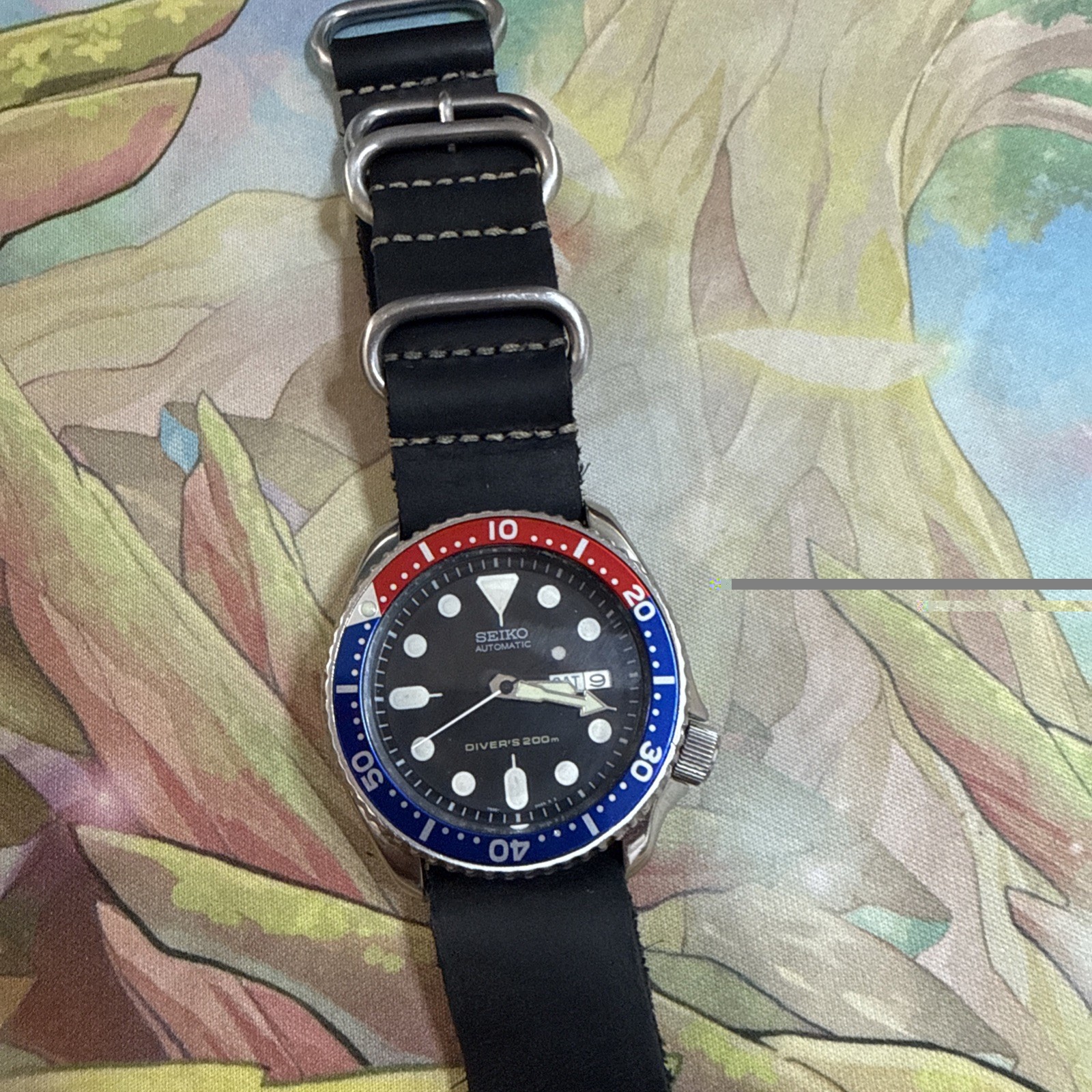 Seiko skx-007 Automatic Diver’s 200m Black Dial Day/Date Steel Watch Pepsi ￼MOD