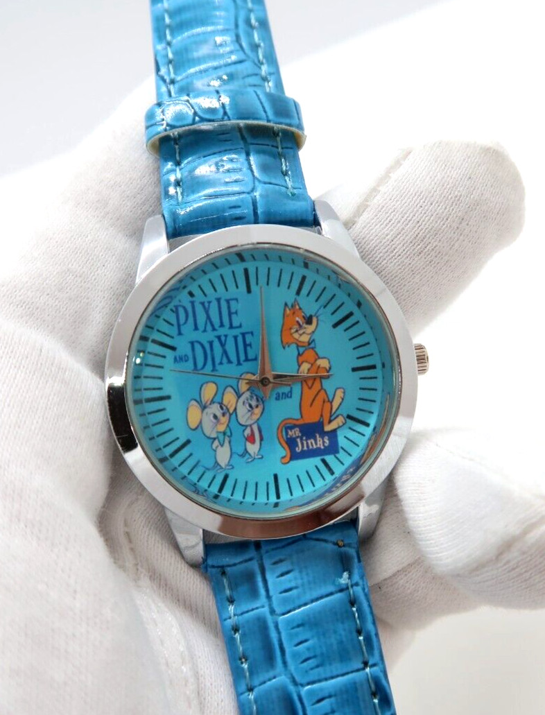 PIXIE & DIXIE & JINKS Quartz,37mm SS Case, Faux Band, MEN’S CHARACTER WATCH M-70