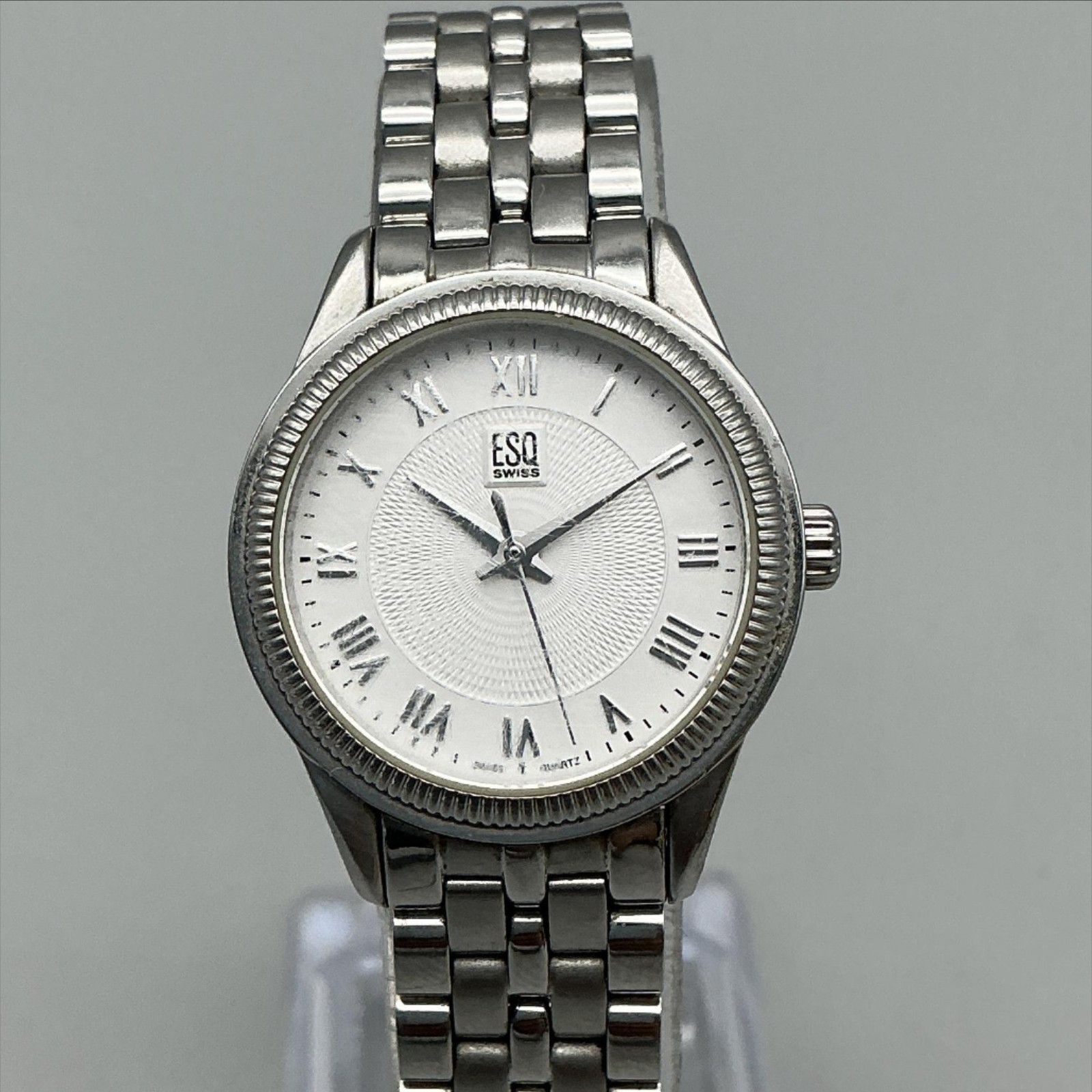 ESQ by Movado Filmore Womens Watch 26mm White DialStainless New Battery 7.5″