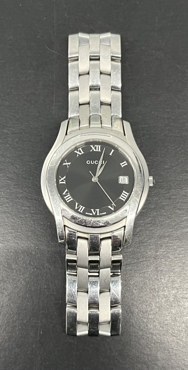 GUCCI 5500M MEN’S BLACK DIAL STAINLESS STEEL WATCH (MVP036495)