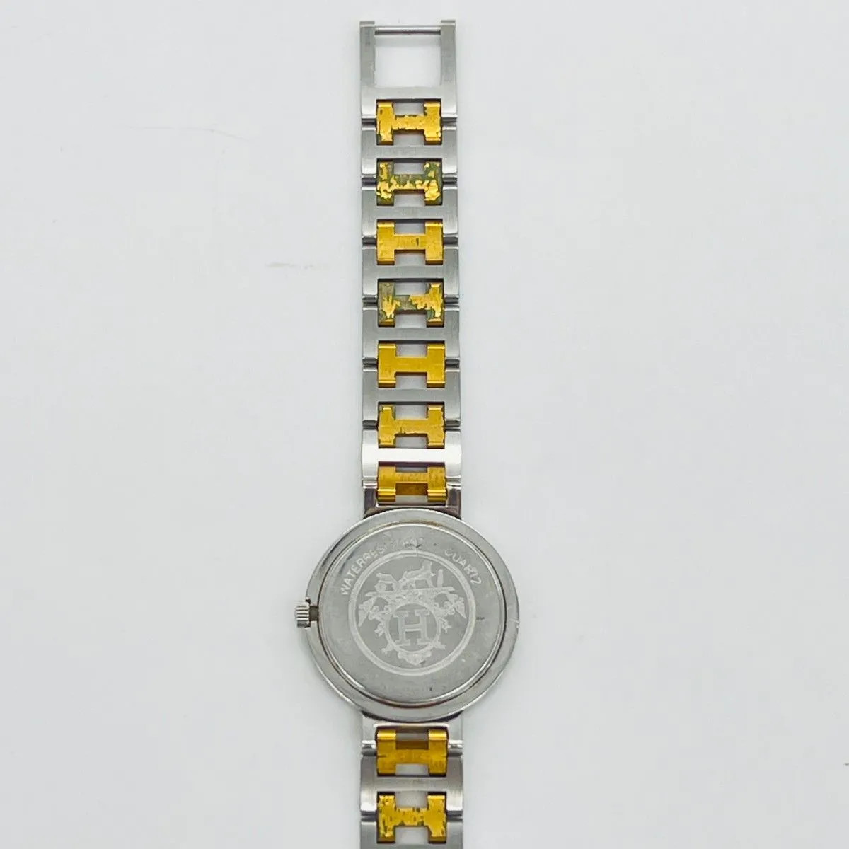 HERMES Clipper Watch White Dial Silver x Gold Combination Color Battery Replaced