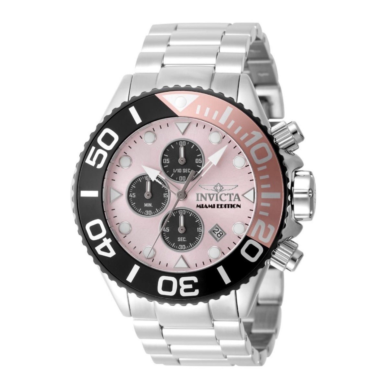 🔥Invicta Grand Diver MIAMI EDITION 52mm Silver Black Pink Mens Watch 48593