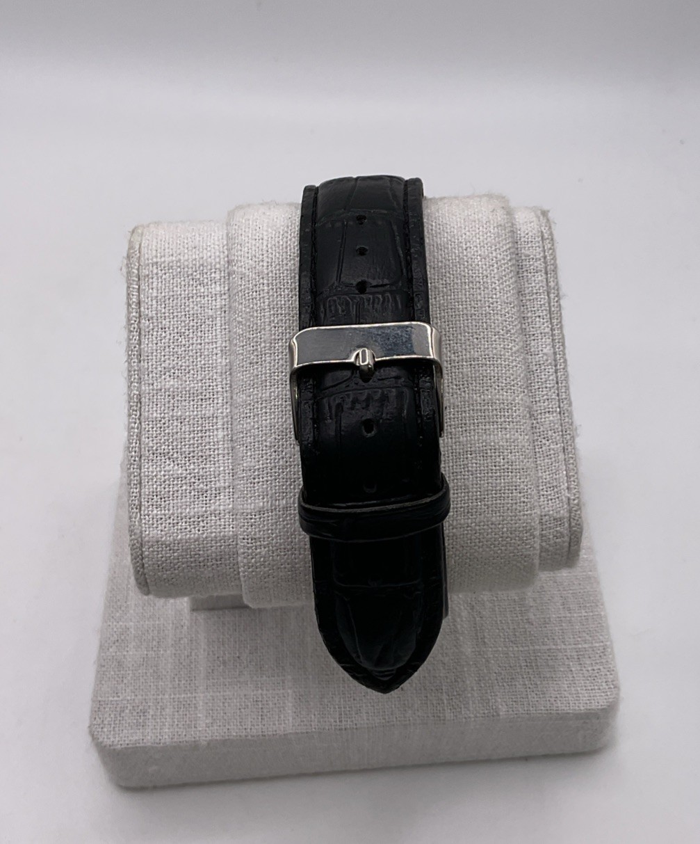 Timex Easy Reader Indiglo Gold Watch White Dial Date WR30M Black Leather Strap