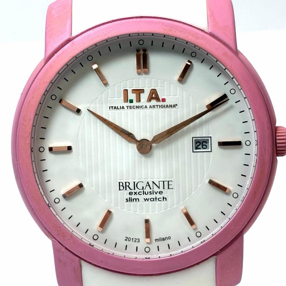 I.T.A. BRIGANTE Women’s Quartz Watch White Leather 4.3cm Case Authentic