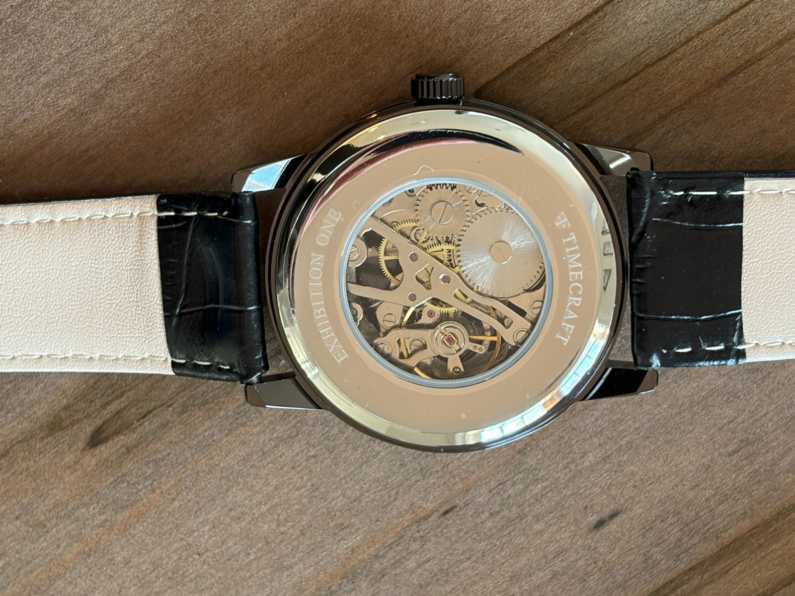 Timecraft FF Exhibition One Men’s Black Skeleton Watch Mechanical Movement NEW