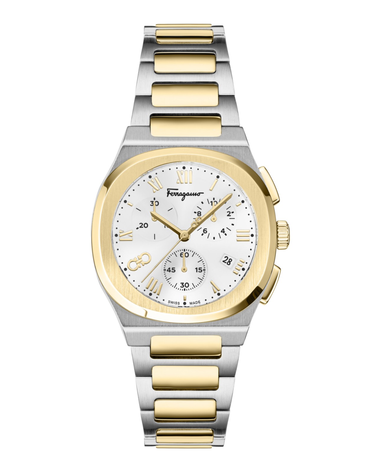 Ferragamo Mens Two Tone 38mm Bracelet Fashion Watch