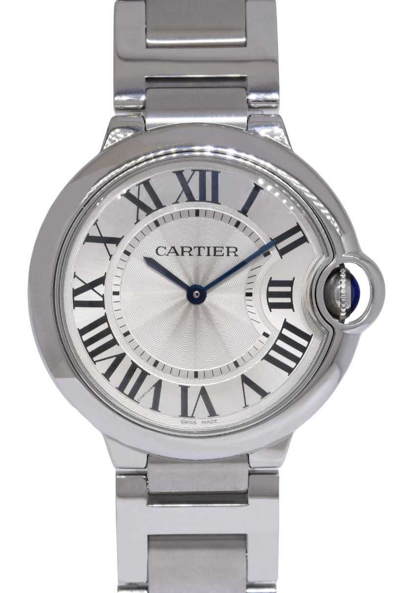 Cartier Ballon Bleu 36mm Steel Silver Dial Ladies Quartz Watch W69011Z43005