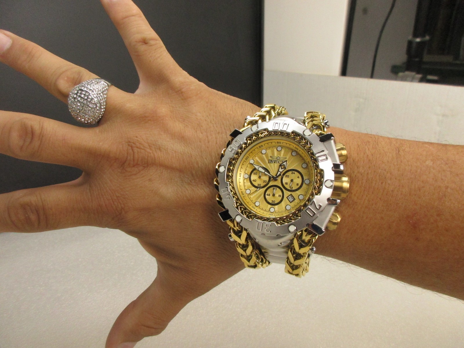 Invicta Gladiator Men’s Watch 58.3mm, Gold, Steel 48190, Gold Silver tone