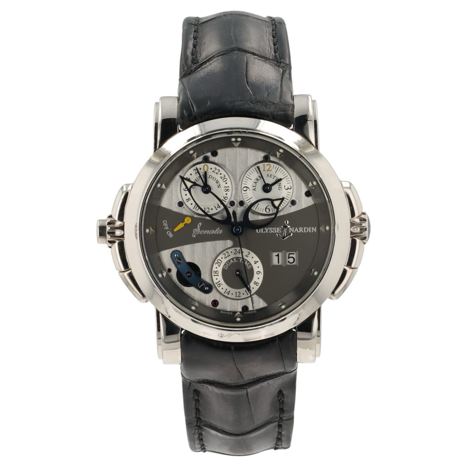 Ulysse Nardin Sonata Silver Dial 18k White Gold 42mm Automatic Mens Watch 670-88
