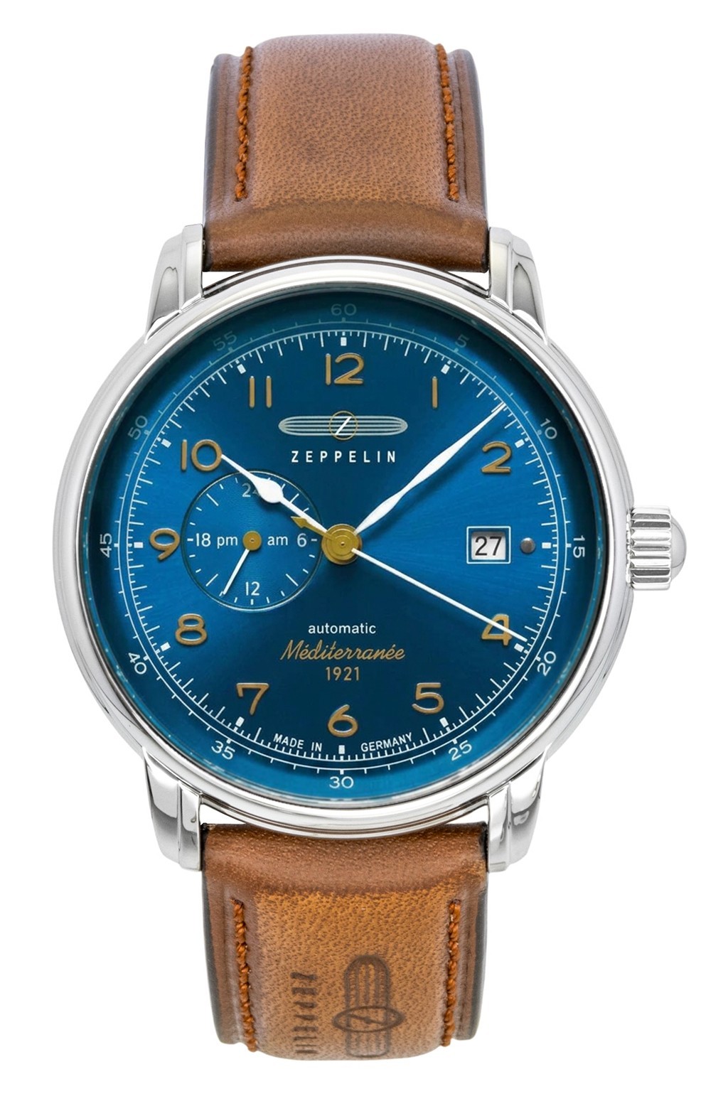 Zeppelin Mediterranee Leather Strap Blue Dial Automatic 96683 Men’s Watch