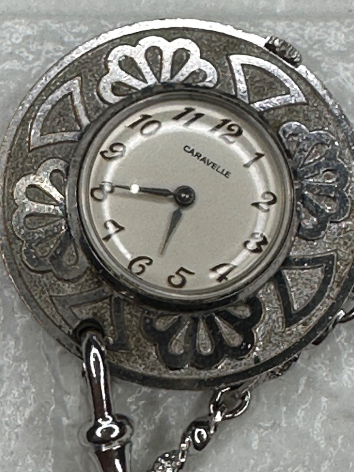 Caravelle by Bulova pendant/nurse-style watch with a Swiss 7-jewel manual-wind