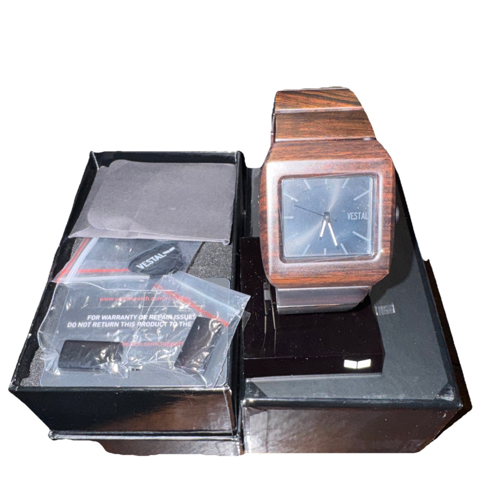 Vestal Muir Wood Watch New Open Box Vintage Rare Deadstock Flat Square Men’s