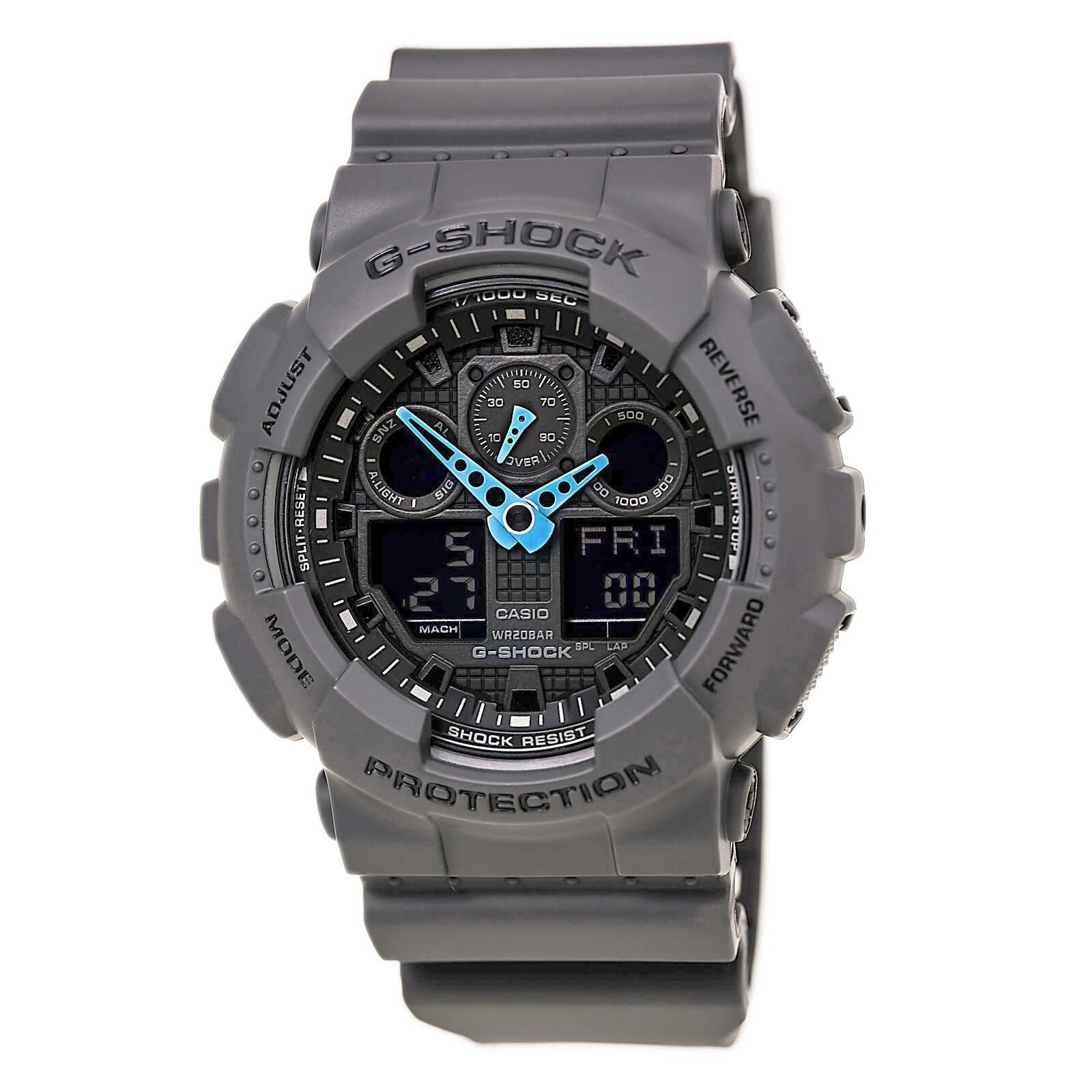 Casio Men’s Watch G-Shock Grey & Black Ana-Digi Dial Black Strap GA100C-8A