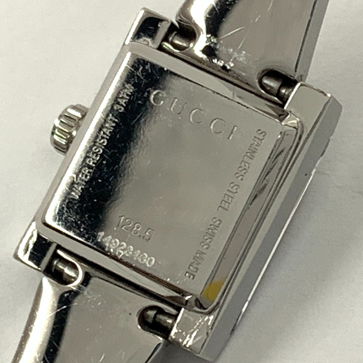 GUCCI 128.5 G-Frame Square Bangle Watch Silver x pink