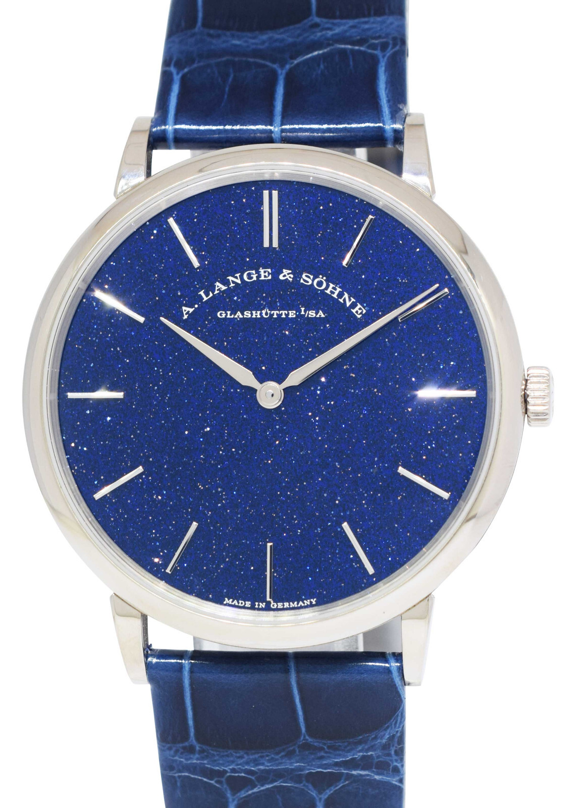 A. Lange & Sohne Saxonia Thin 18k White Gold Copper Blue Manual Watch 205.086