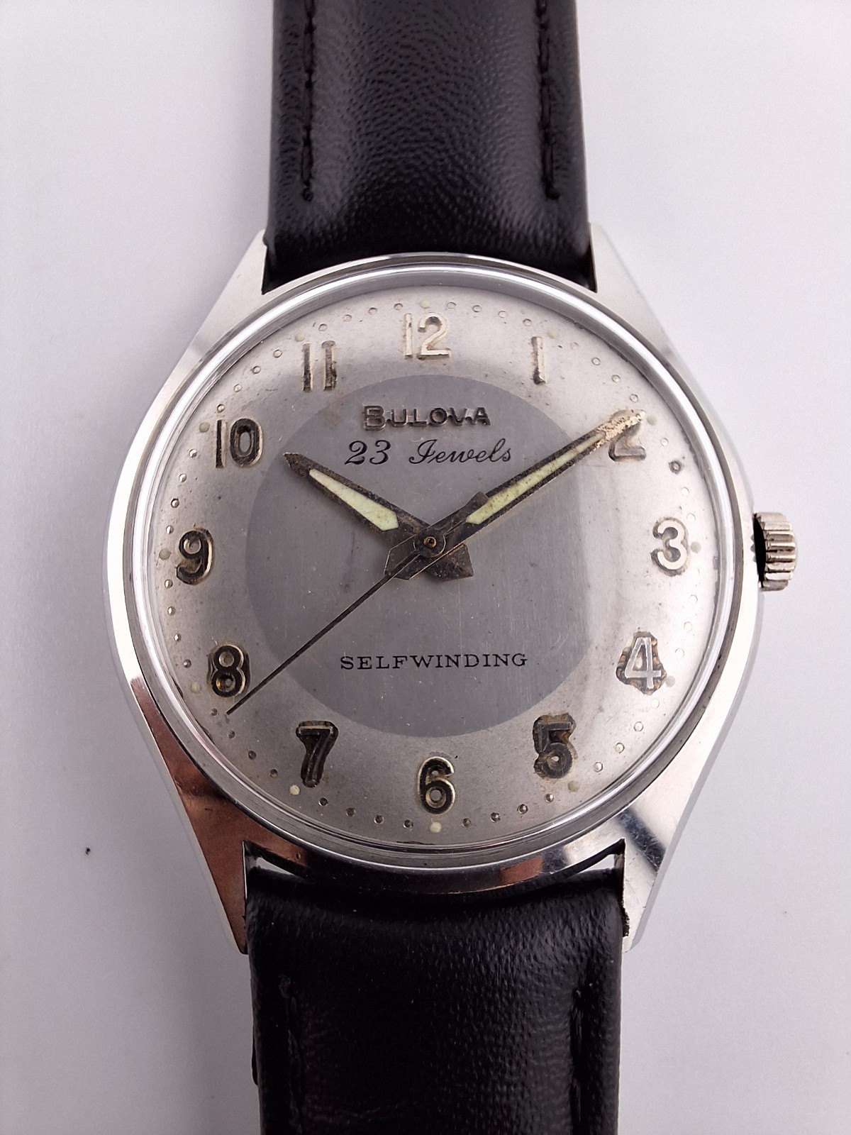 Mens Stainless Bulova 23j 1963 Shadow Regatta “23” Vintage M3 Antique Runs Deco