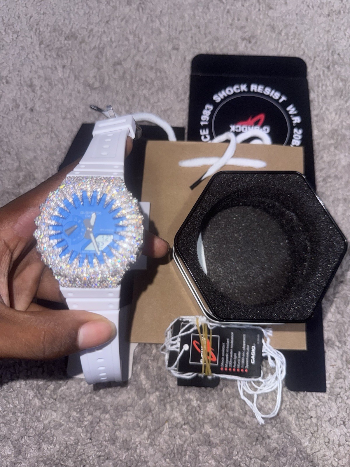 White band Blue Face Silver moissanite kit