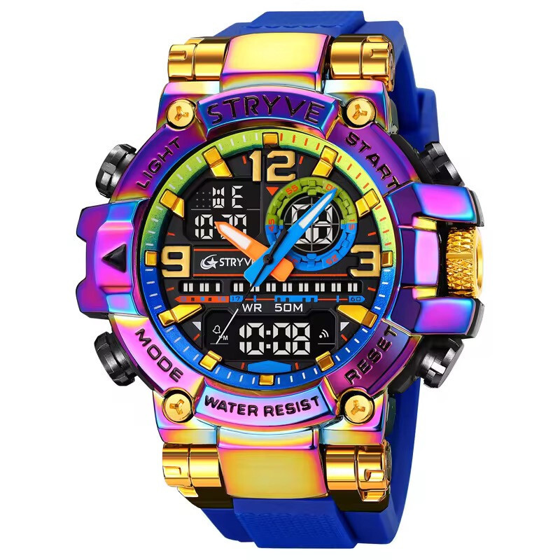 Men Oversize Waterproof Shock Resistant Digital Sport Dual Time WRIST WATCH 55mm