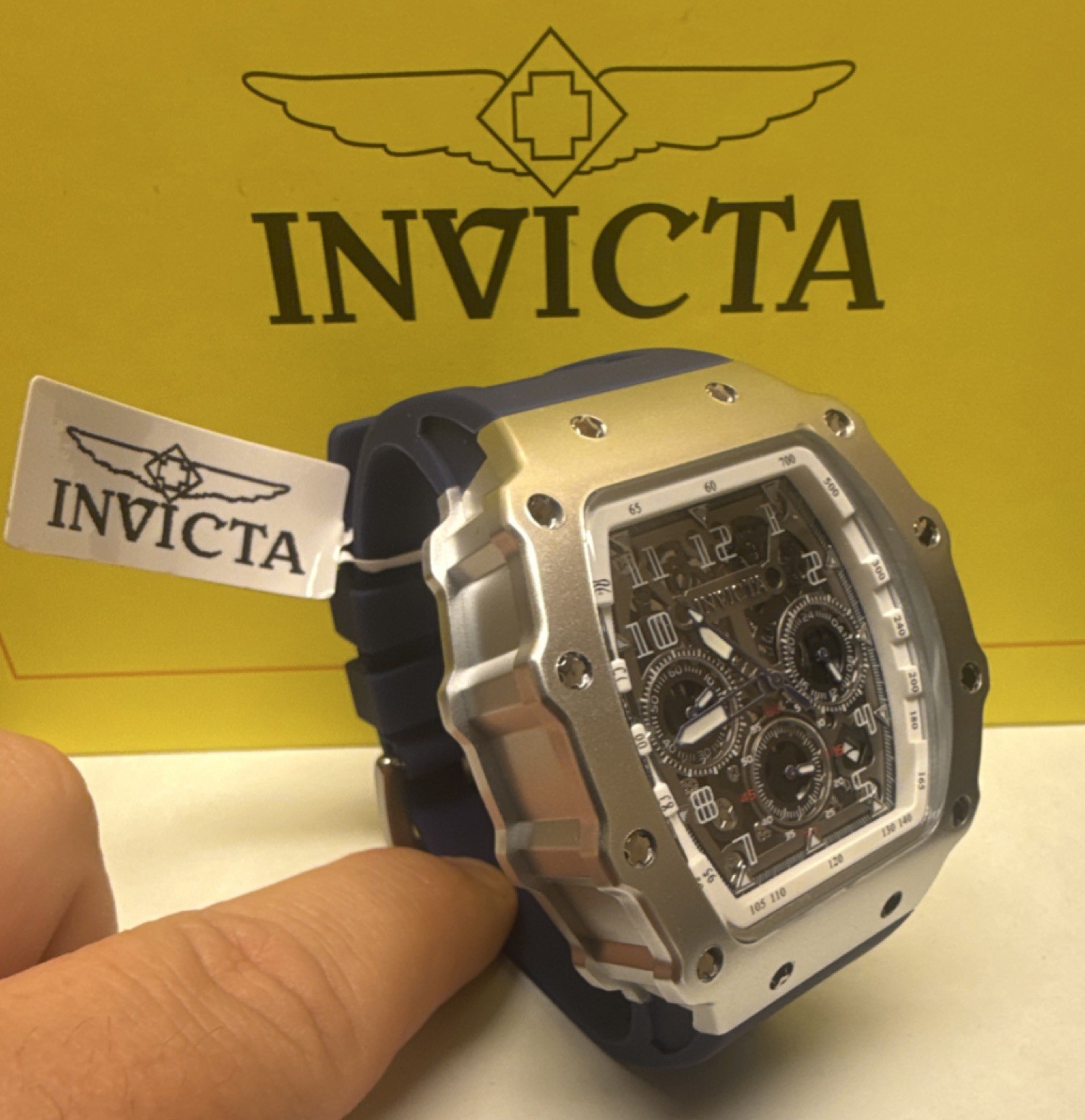 Invicta Men’s Quartz Chronograph Date Gray Dial Dark Blue Rubber Strap 50m WR