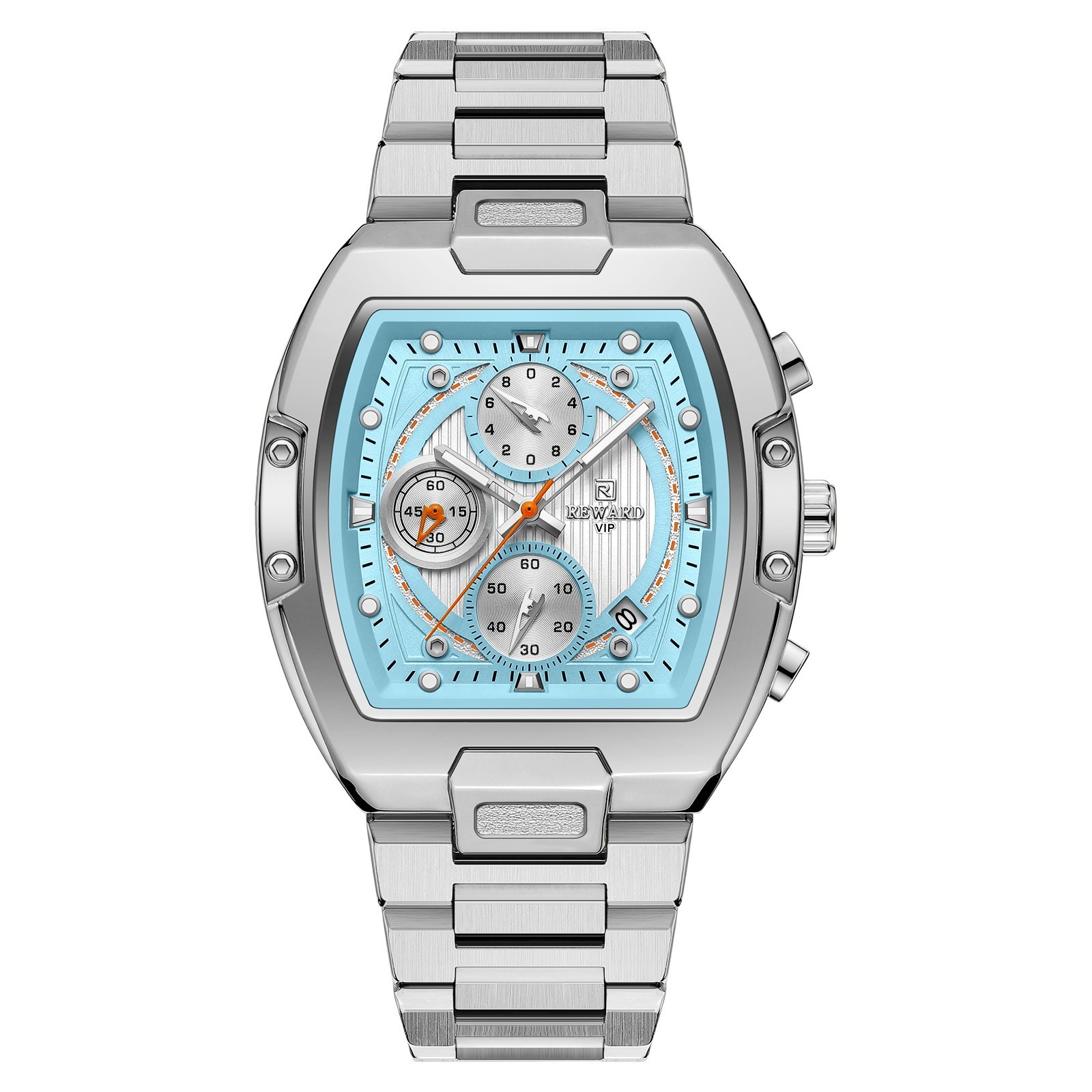 REWARD Men’s Tonneau Multifunction Chronograph Calendar Luminous Quartz Watch