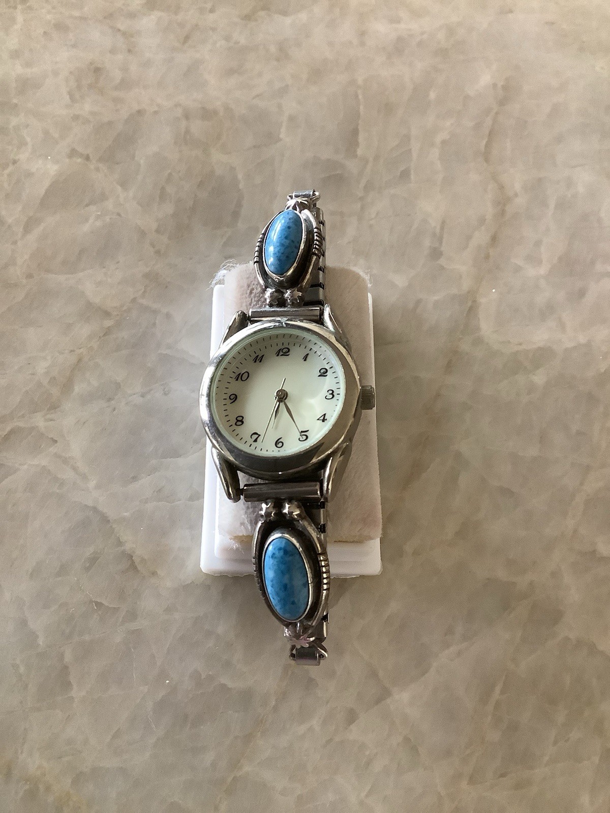 RB Signed Richard Begay Native Am Southwest Larimar 11mm Tips Watch