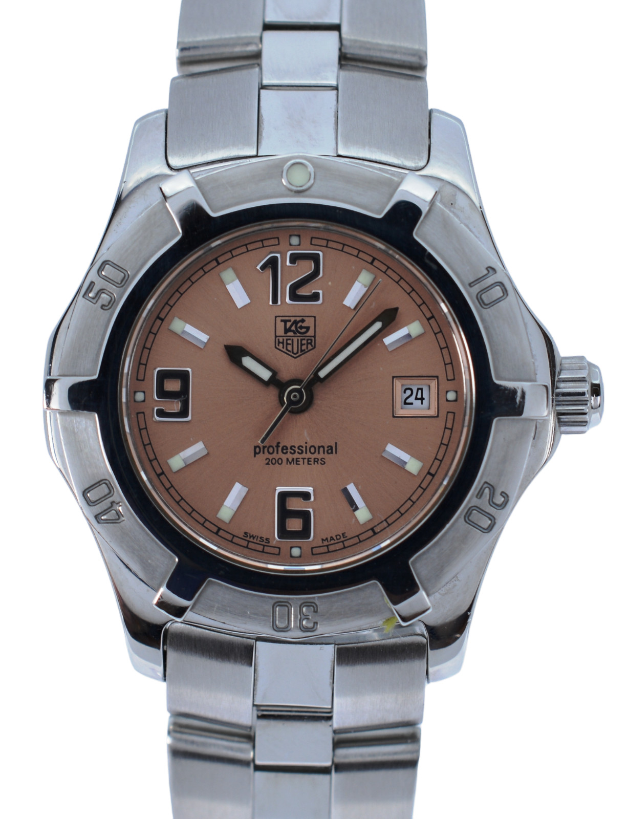 Ladies Tag Heuer 28mm Professional 2000 Exclusive Series Peach Dial Watch WN1314