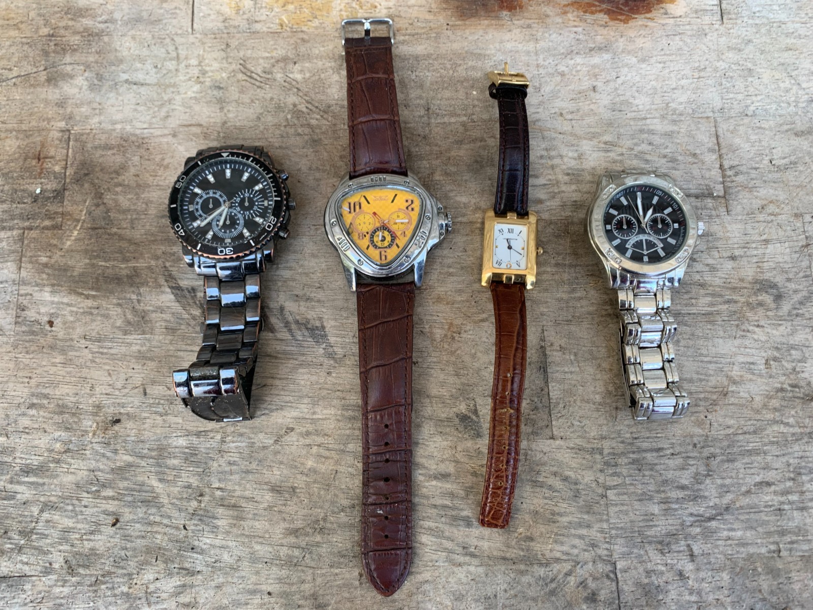 Four Wrist Watches Men’s & Womens Liz Claiborne Stainless & Leather Bands AS IS