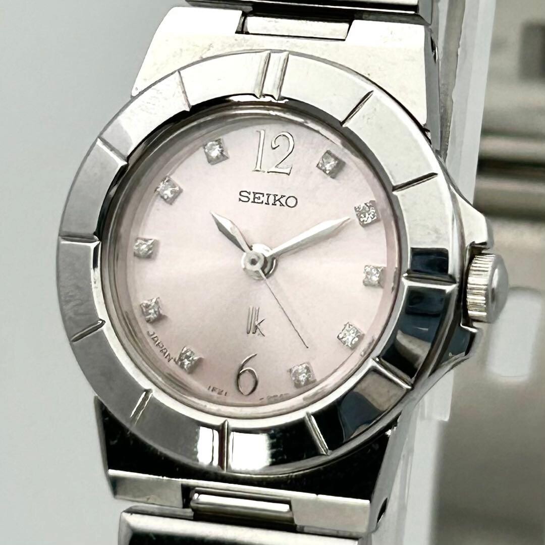 SEIKO Lukia 1F21-0L90 Pink MOP Diamond Ladies Quartz Watch 10ATM Japan 15cm