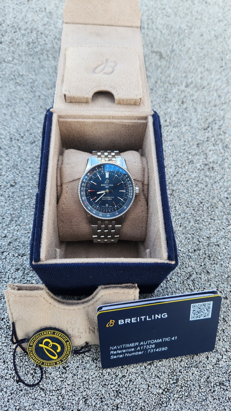 Breitling Navitimer A17326 Blue Dial Date Stainless Steel 41mm Men’s Box Papers