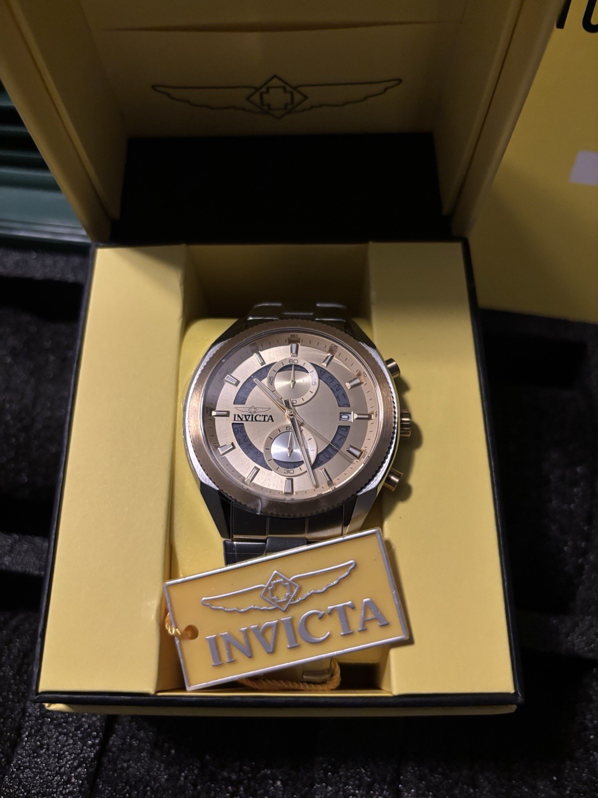Invicta I-Force Men’s Chronograph Quartz 46mm Silver SS Blue/Gold Dial 100m