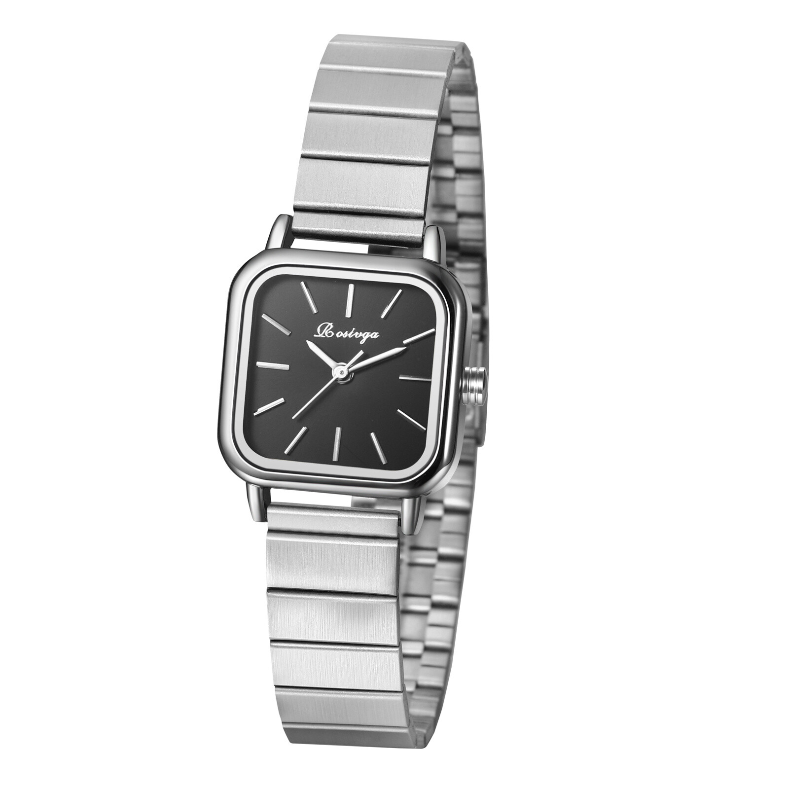 Womens Classic Square Quartz Analog Stainless Steel Wrist Watch Gift Simple Dial