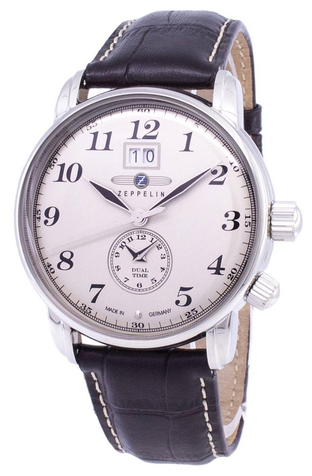 Zeppelin Series LZ127 Graf Germany Made Dress 7644-5 76445 Beige Dial Mens Watch