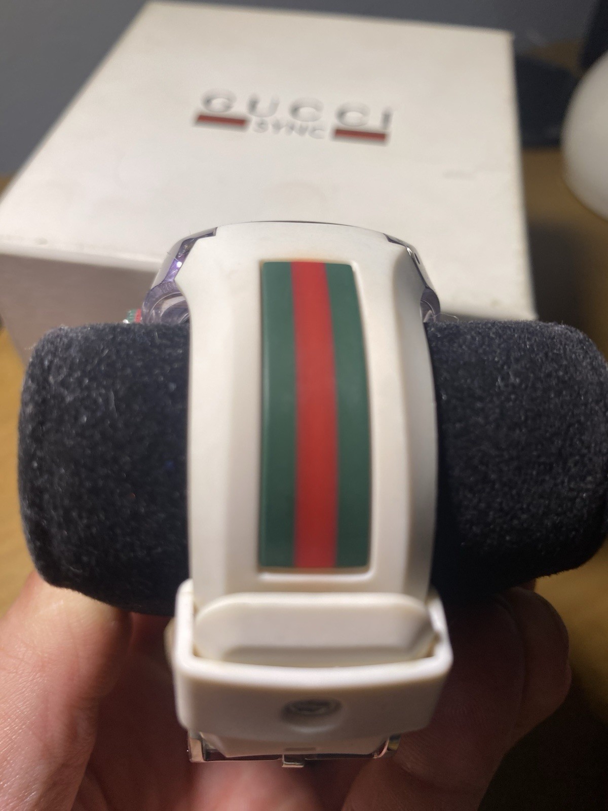 Gucci Sync 46mm Clear Transparent Nylon Case with White Rubber Straps