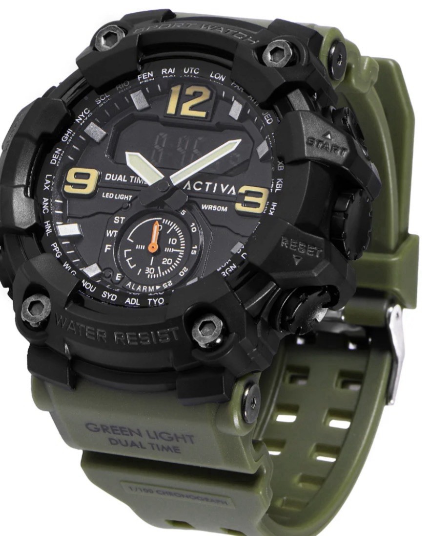 Activa X Invicta BlackOps 56mm Digital Men’s Watch Army Green (ACW1637-002) New