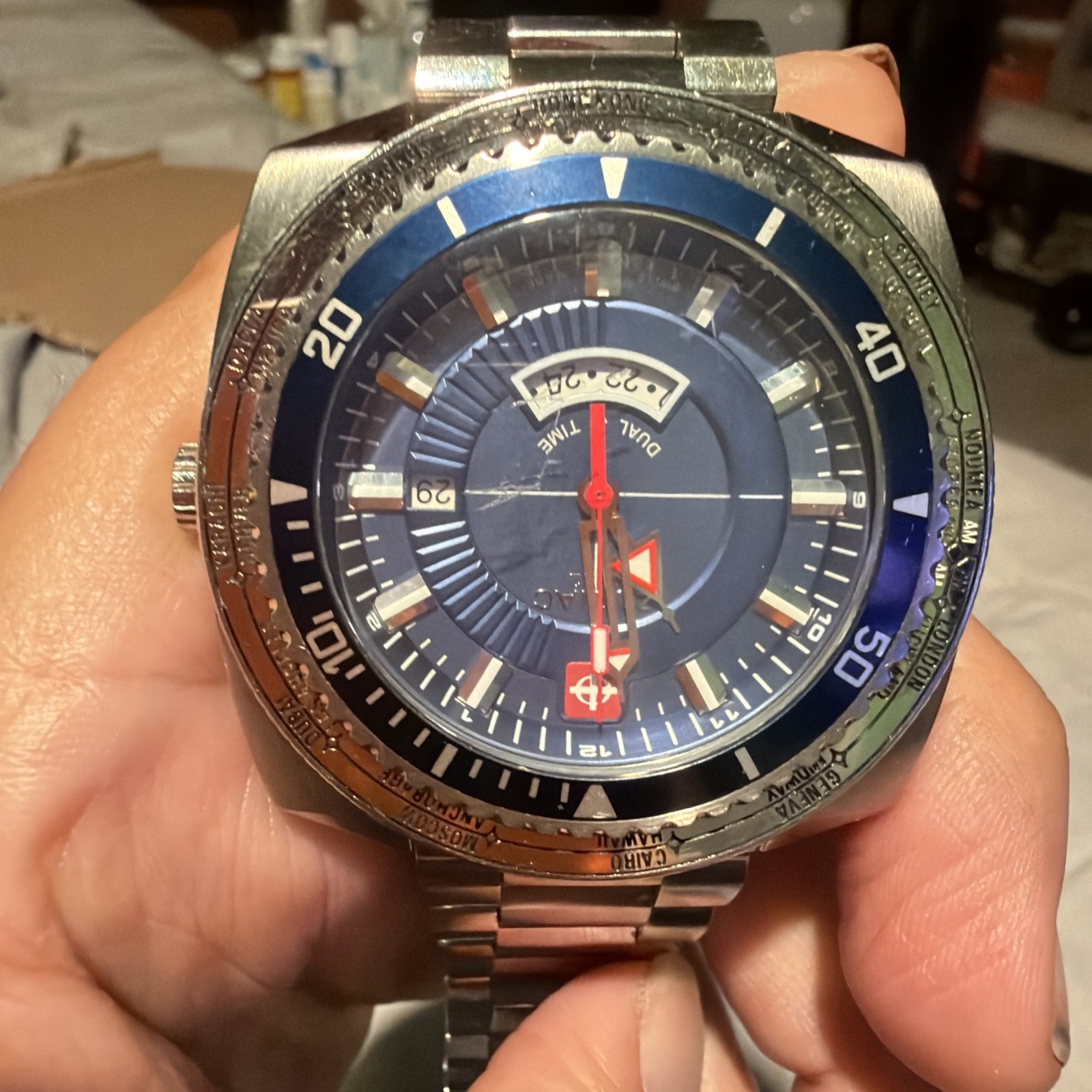 Zodiac Super Sea Dragon ZO3707 Quartz GMT Blue Dial, Original Bracelet