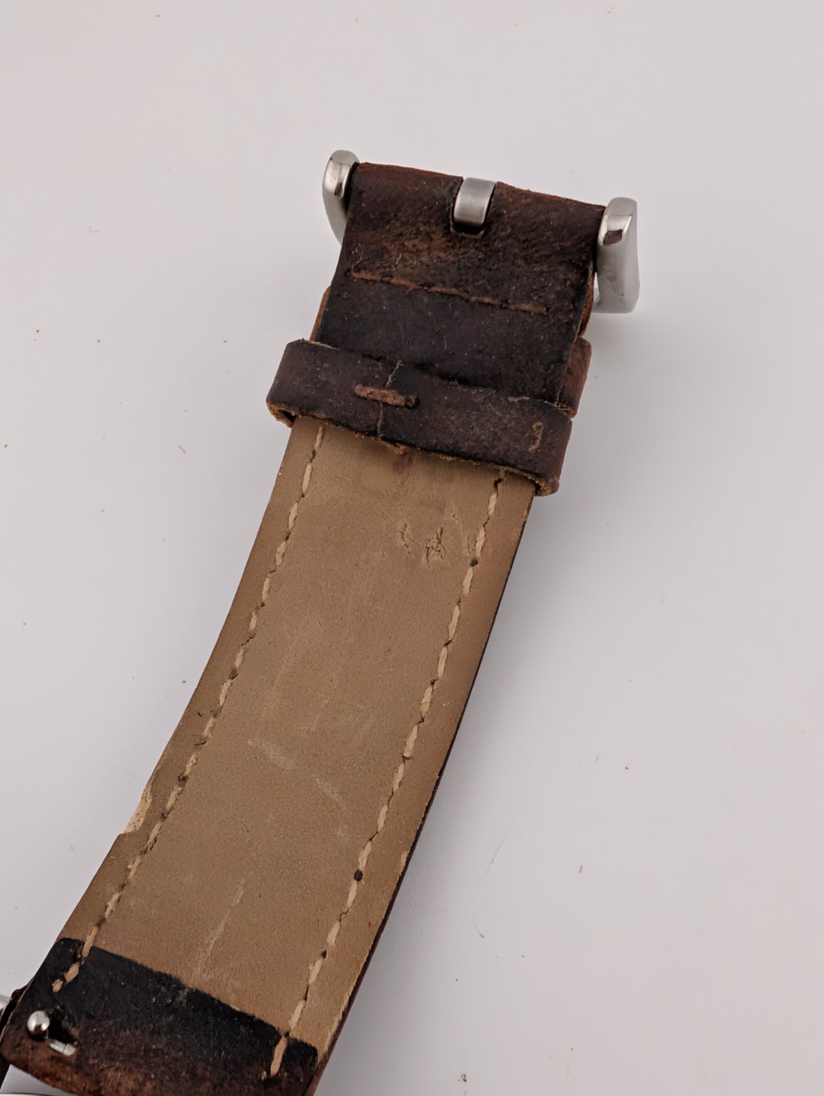 Time Force Watch Men 43mm Case Flags Brown Leather Band- New Battery