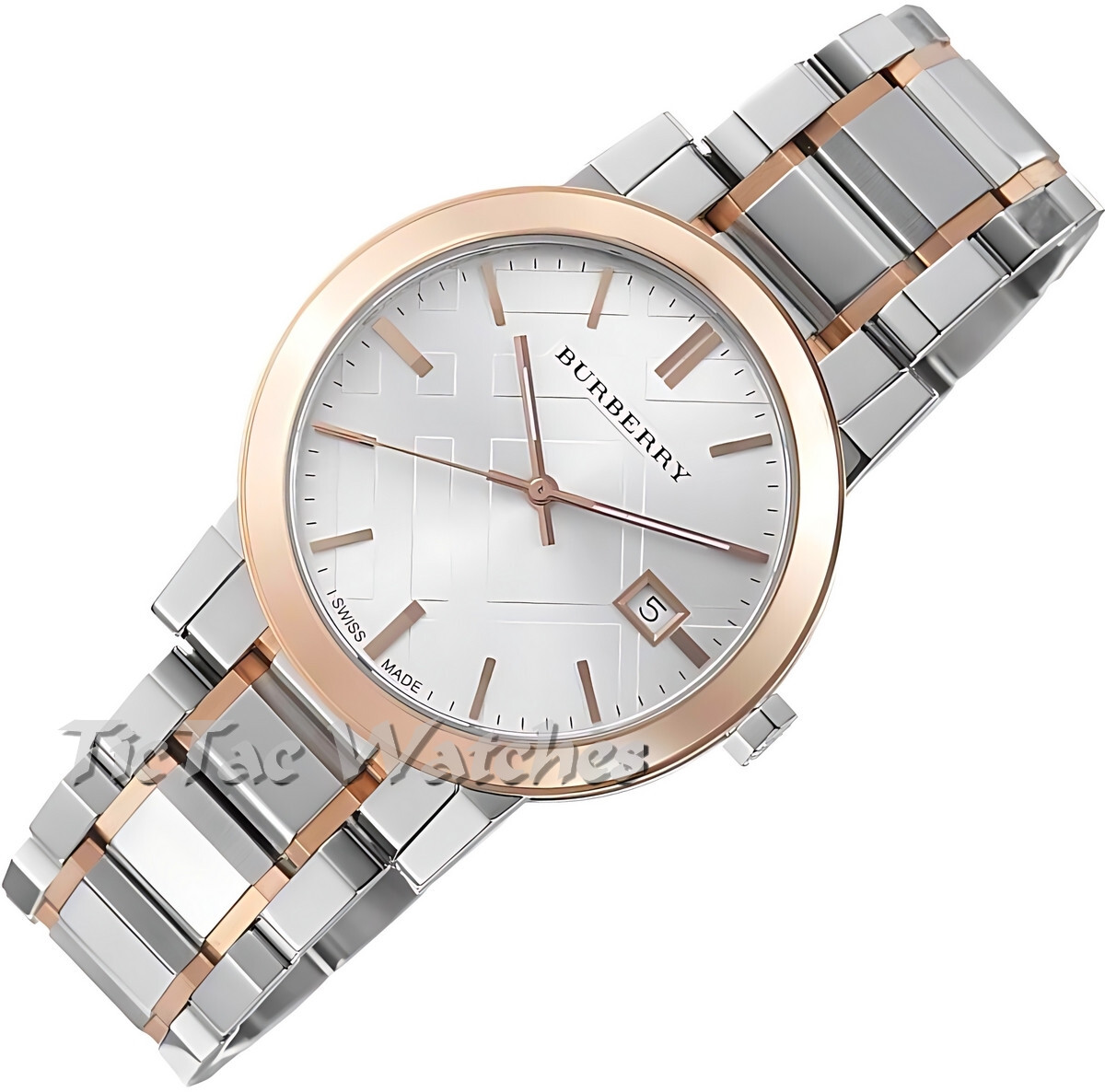 BURBERRY BU9006 UNISEX TWO TONE CHECK DIAL WATCH BRAND NEW- 2 YEARS WARRANTY