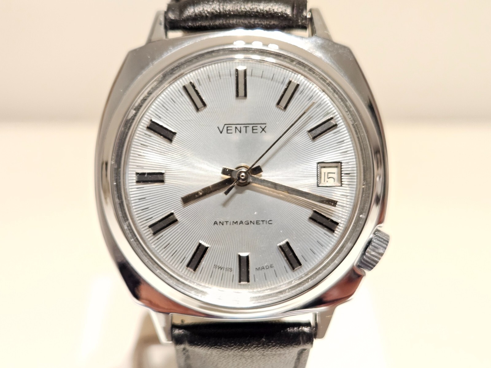 VINTAGE NOS CLASSIC BEAUTIFUL CHROMED MEN’S SWISS MECHANICAL WATCH”VENTEX”